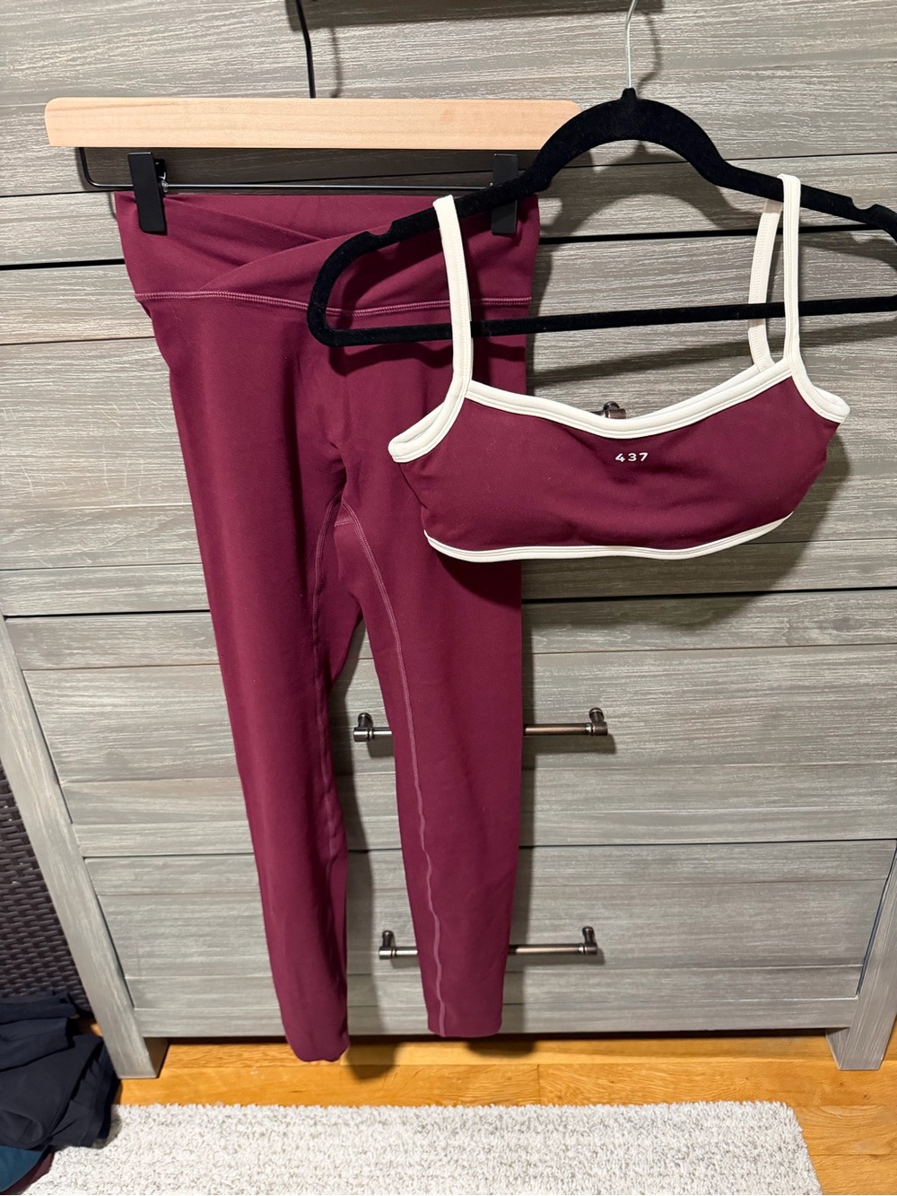 437 black cherry and cream micro bra and v legging both size small never worn